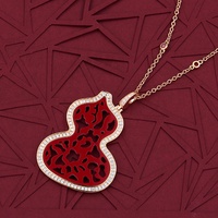 Laiton zircone nouvelle gourde exagérée de haute qualité bijoux de conception de mode chaîne de chandail exagérée de corail rouge chinois