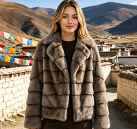 Manteau long d'hiver Zeyu pour femme en fausse fourrure de vison épaisse, col rabattable, tissé, écologique, coupe-vent, ODM/OEM