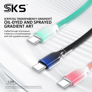 Câble de charge <span class=keywords><strong>rapide</strong></span> PD de type C à type C transparent à dégradé tressé pour téléphone portable et ordinateur portable - Product Image 3