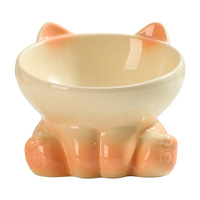 Vente en gros de bols pour animaux de compagnie en céramique écologiques et portables, en forme de chat, avec dégradé de couleurs, pour chatons et chiots, pour manger et boire à l'intérieur