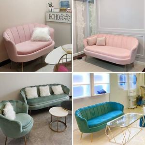 Canapé d'attente moderne en velours, chaise rembourrée pour hall d'accueil, banc de réception avec pieds en métal doré, canapé d'attente pour salon de beauté, clinique, salle d'attente, canapé pour invités - Product Image 6
