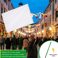 Drapeaux d'événement en plastique blanc personnalisés 60x90 cm avec un mât de drapeau personnalisé, imperméables et résistants aux UV, drapeau multi-usages
