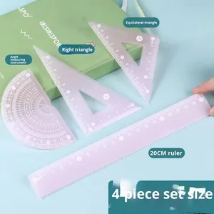 Jelly màu Macaron văn phòng phẩm thiết lập nhựa trong suốt thước đo góc và cai trị cho học sinh tiểu học và trung học - Product Image 2