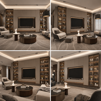 Meuble TV mural sur mesure pour salon, meuble TV moderne en bois avec étagères de présentation, tiroirs de rangement et console multimédia