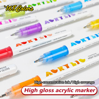 Ensemble de marqueurs à peinture acrylique haute brillance Guangna 168 couleurs, stylos à encre haute concentration avec porte-stylo pour l'art DIY