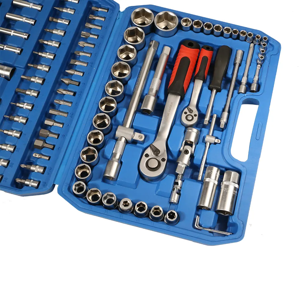 BAS PRIX 108Pcs Jeu d'outils de mécanique Clé à cliquet à douille Kit d'outils de réparation de voiture avec étui
