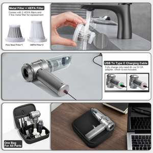 Máy hút bụi cầm tay không dây HF117 nâng cấp 3 trong 1, động cơ không chổi than, công suất hút mạnh, dùng cho xe hơi - Product Image 2