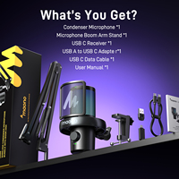Microphone sans fil Maono DM40 Pro S avec support à bras ferme Logiciel de moniteur direct à changement de voix USB AI