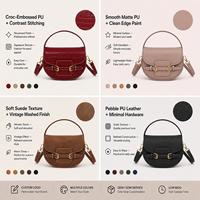 Sac de selle personnalisé en PU gaufré croco, demi-lune, à bandoulière avec boucle, sangle détachable, OEM ODM, logo personnalisé, faible MOQ