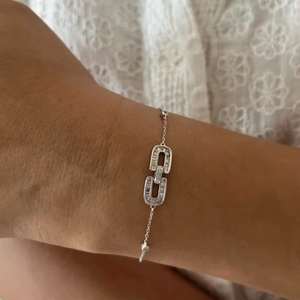 Pulsera de Cadena con Eslabones de Herradura Natural de 0.28 Quilates, Oro Blanco Real de 18K 750, Joyería Sencilla para Mujer de Xinfly - Product Image 2
