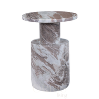 Table d'appoint en marbre Crema Fantasy, table de chevet moderne faite à la main, base cylindrique, meubles de chambre à coucher, salle à manger, appartement