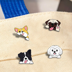 En gros, Pin's en émail et badges métalliques personnalisés pour animaux de compagnie (Corgi, Border Collie, <span class=keywords><strong>Pug</strong></span>, Shih Tzu), mignons, pour sacs à dos et accessoires de mode - Product Image 1