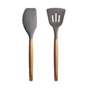 Wholesale Eco-Friendly <b>Silicone</b> Kitchen <b>Tools</b> Wooden Baking Icing Mixing Cooking Spatulas with Utensils Holder - Product Image 4