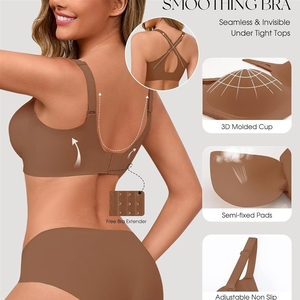 Soutien-gorge sans fil pour femme, sans couture, couvrant entièrement la poitrine, confort quotidien, style T-shirt avec maintien - Product Image 3