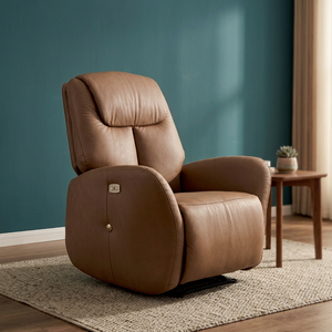 Fauteuil inclinable électrique marron, moderne, en tissu, pour une personne, idéal pour la maison, le bureau ou l'hôtel - Product Image 1