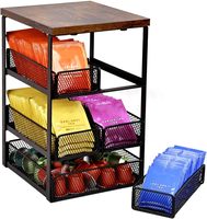Organisateur de rangement pour sachets de thé et de café en bois et métal, multifonctionnel, moderne et écologique, avec 5 tiroirs - Étagère de rangement pour le thé en cuisine, gain de place