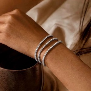 Pulsera de tenis con diamantes de talla brillante redonda, la más vendida, de plata de ley 925, joyería de lujo para mujeres y niñas, ideal para fiestas, en oferta. - Product Image 6