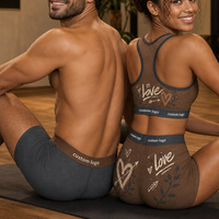 Caleçons et boxers pour hommes personnalisés avec imprimé 'Love', doux, respirants, à jambe longue, anti-frottement, sous-vêtements pour couples