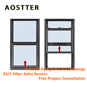 Ventana Corredera Vertical de Aluminio para Apartamento de Lujo AOSTTER, Ventana de Guillotina Simple con Aislamiento Acústico y Relleno de Argón - Product Image 3