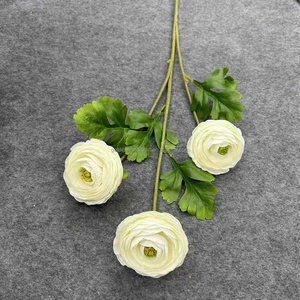Flores artificiales de alta calidad, flores Ranunculus de seda, loto blanco, rosa y azul para decoración de mesa central de boda - Product Image 2