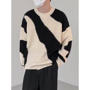 Suéter de Punto Holgado con Cuello Redondo y Diseño Milk Clash para Parejas, Moda Masculina y Femenina - Product Image 5