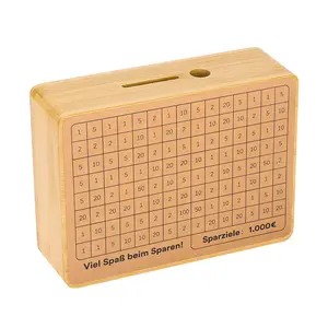 Wholesale Factory Diy Customized Save Money Box Cube Bamboo Piggy Bank Wood Coin Bank Money Box