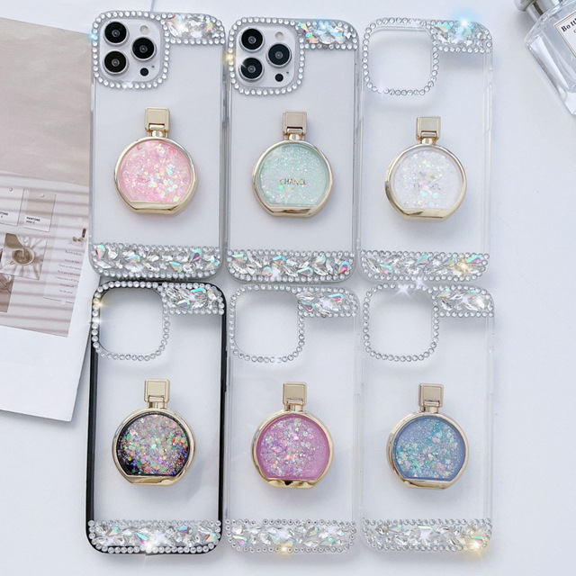 For iPhone 17 Pro Max Phone Case Liquid Sand Perfume Bottle Stand Protective Cover Compatible for iPhone 16 15 14 13 Phone Case