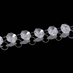 투명 14mm 팔각형 크리스탈 아크릴/플라스틱/루사이트 샹들리에 비즈 두 개의 구멍 8면체 램프 프리즘 부품 보석 제작용 - Product Image 2