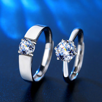 Bague Moissanite de haute qualité S925 en argent Sterling Six griffes classique Moissanite cadeau de mariage Couple ensemble de bagues pour homme et femme