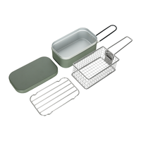 Boîte à lunch en aluminium pour le camping en plein air, avec trous d'aération, poignée pliable antidérapante, boîte bento réutilisable pour la randonnée, la pêche