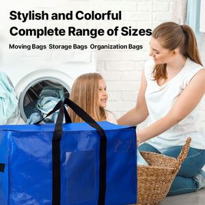PE Window Woven Moving <b>Bag</b> Heavy Duty Storage Large Capacity PP Tote Reusable Foldable Packing for Quilt Clothes Christmas - Product Image 3