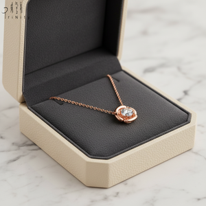 Collier empilable populaire pour femmes, motif floral raffiné, en or rose massif 18 carats, avec pendentif en diamant naturel véritable - Product Image 6