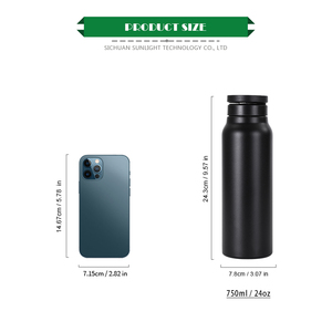 زجاجة مياه للصالة الرياضية 24 أونصة من الفولاذ المقاوم للصدأ، قارورة حرارية بسعة 750 مل معزولة بتفريغ الهواء مع حامل هاتف مغناطيسي - Product Image 6