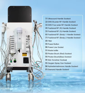 Máquina de Belleza Facial Hydra con Microdermoabrasión con Diamantes, Radiofrecuencia Fraccionada, Ultrasónico, Exfoliante de Piel y Peeling Acuático - Product Image 6