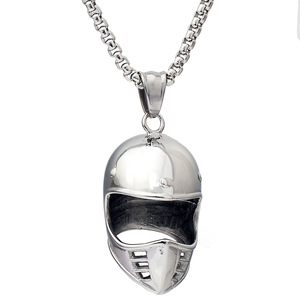 Collar de Acero Inoxidable con Colgante de Casco de Rugby para Hombre, Joyería de Moda Hip Hop, Forma de Máscara, Cadena de 60 cm - Product Image 1
