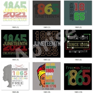 Aprise - Black History 1865 Juneteenth strass Transfers Custom Made Iron on Stones Transfer design per T-shirt - Product Image 2
