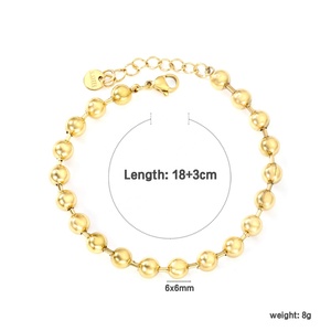 European American Style Jewelry Elegant Classic <b>Bead</b> <b>Bracelet</b> 18K Gold Plated Geometric Stainless Steel <b>Bracelet</b> for Women - Product Image 2