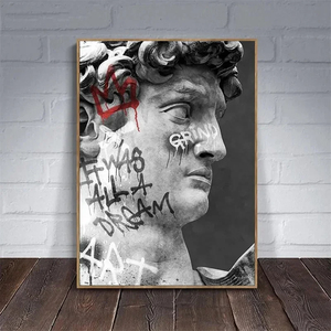 Statua di <span class=keywords><strong>David</strong></span> Graffiti arte tela pittura <span class=keywords><strong>David</strong></span> testa di scultura poster e stampe di arte del muro di strada immagini per l'arredamento della camera - Product Image 4