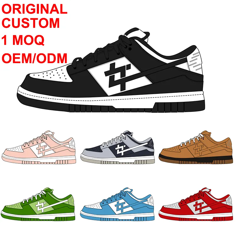 Custom Brand Wholesale Customize Your Own Brand Trendy Custom Full Grain Leather Shoes Men's Skateboard Sneaker Shoes