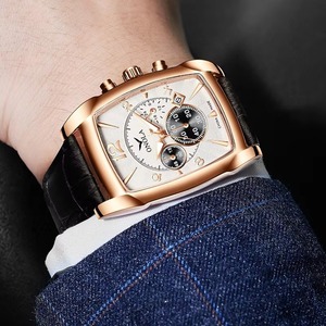 Montre pour homme de qualité supérieure, design carré, marque ONOLA, multifonctionnelle, quartz, cuir, étanche, ON6818 - Product Image 3