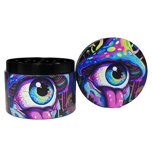 <b>Herb</b> Grinder 6 Pcs Display <b>Box</b> Round Magnetic Metal Dry <b>Herb</b> Grinder With Sharp Teeth And Colorful Design - Product Image 5