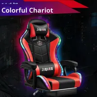 Chaise de jeu extensible en cuir avec massage, éclairage RGB, haut-parleurs, design ergonomique, rotation à 360 degrés, réglage électrique