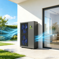 Pompe à chaleur air-eau à onduleur DC contrôlée par Wi-Fi, R290, 9kW, 12kW, 16kW, faible bruit, chauffage et refroidissement pour hôtels et espaces commerciaux extérieurs