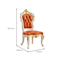 Chaise de salle à manger en bois massif antique européenne de luxe, mobilier de restaurant classique et élégant