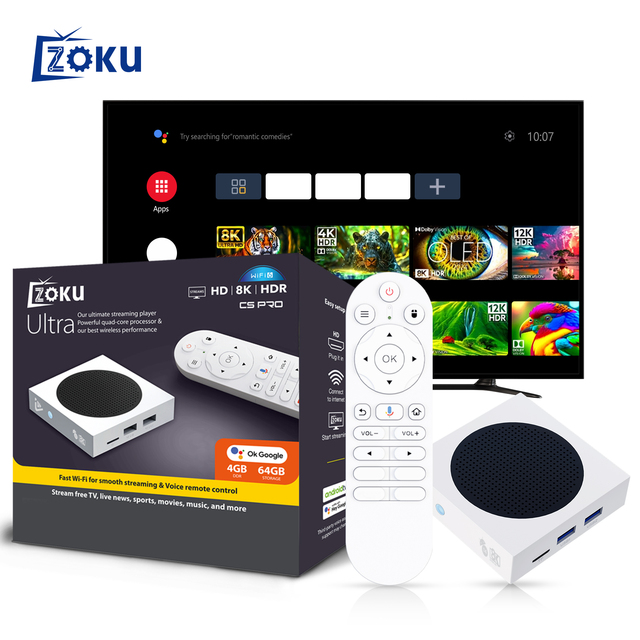 ZOKU TV Box C5pro Wifi 2.4G 5G 6G BT5.4 Global Voice Assistant Android14.0 ATV AllwinnerH618 OS 4GB 64GB MAX Widespread