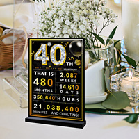 Ychon Anniversaire Anniversaire 30e 50e 60e Acrylique Stand Décorations De Fête Grande Carte Personnalisé Anniversaire Affiches Carte