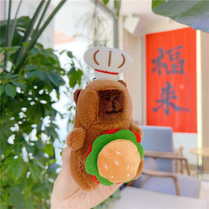 Capybara Llaveros de felpa Cross Dressing Mochila Comida Hamburguesa Papas fritas Pirata Chef Animal Juguetes - Product Image 5