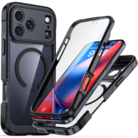 Casing Ponsel Magnetik Transparan Tiga Lapis Anti Benturan Anti Debu Anti Gores 2in1 Pelindung Bodi Penuh untuk IPhone18ProMax