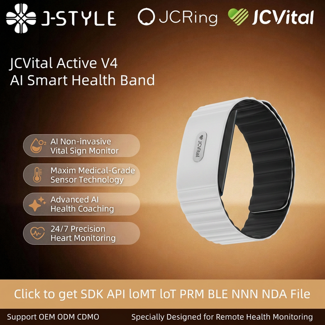 JCVital 2501 SDK APL OEM ODM AI Powered Smart Activity Bracelet for Medical Health Health Band with Sleep HRV and Stress Monitor