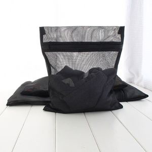 Sac de Lavage Pliable Vintage en Maille Polyester Noire 25x30cm Multi-usages pour Lingerie et Soutiens-gorge, Idéal pour Paniers de Rangement - Vente en Gros - Product Image 4